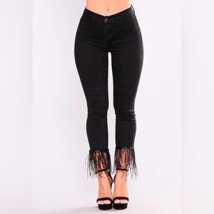 Fashion Nova Ankle Jeans with Detachable Feathers